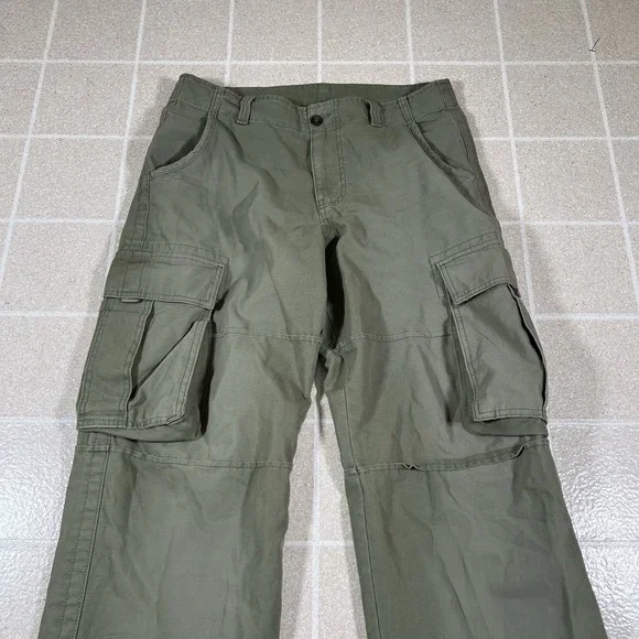 Vintage Y2K No Boundaries Cargo Pants Men 34x31 Olive Green Paratropper Baggy - Picture 2 of 9